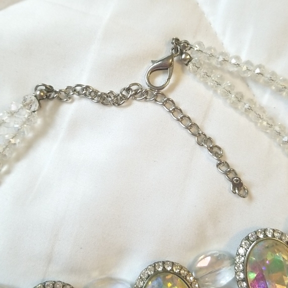 Silver Glass Bead Oval Choker Necklace - Picture 4 of 4